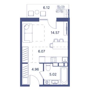 Bakı, yeni tikili 1 otaqlı, satılır, 42.1 m²  , Sabunçu rayonu, Nardaran qəs.