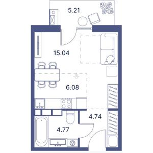 Bakı, yeni tikili 1 otaqlı, satılır, 42.7 m²  , Sabunçu rayonu, Nardaran qəs.