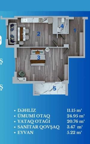 Bakı, yeni tikili 2 otaqlı, satılır, 65 m²  , Binəqədi rayonu, 8-ci mikrorayon