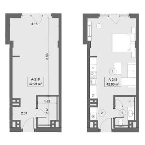 Bakı, yeni tikili 1 otaqlı, satılır, 42.9 m²  , Sabunçu rayonu, Nardaran qəs.