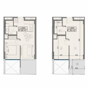 Bakı, yeni tikili 2 otaqlı, satılır, 51.8 m²  , Sabunçu rayonu, Nardaran qəs.