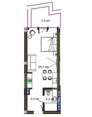 1 комната новостройка, продажа, 49.8 m², Бакы, Сабунчу рајону, Нардаран гәс.
