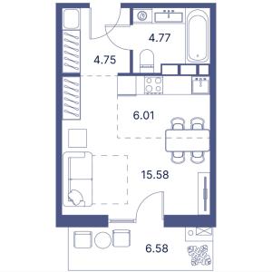 Bakı, yeni tikili 1 otaqlı, satılır, 43.1 m²  , Sabunçu rayonu, Nardaran qəs.